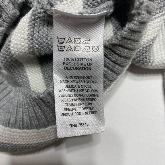 Isaac Mizrahi Girl Size 3T Gray Striped Cotton Knit Button Up Cardigan Sweater - Picture 5 of 6